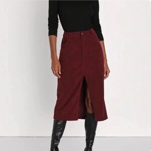 Lulus Burgundy Corduroy Skirt
